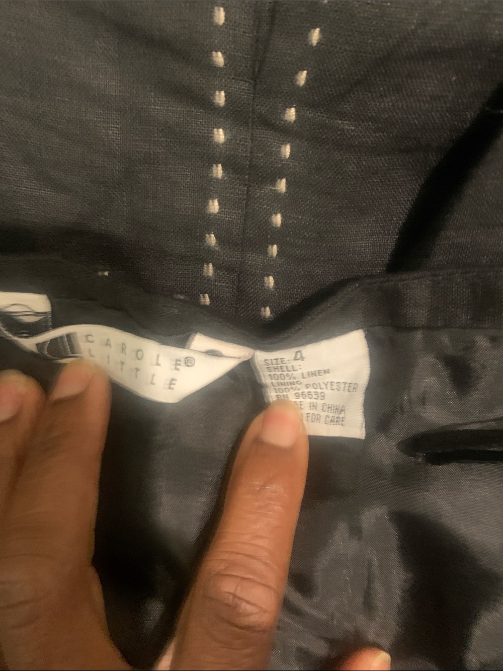 Carole Little Black Linen Blend Skirt
